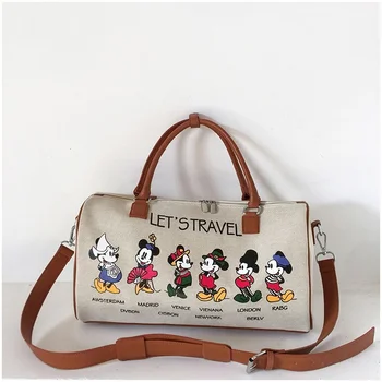 Disney Mickey animacinių filmų drobės rankinėje Minnie ponios vyrų krepšys didelės talpos pečių maišą vežti travel tote bag