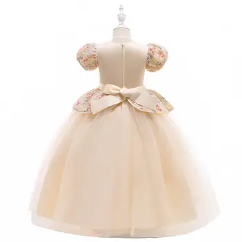 Vasarą Vaikai Princesė Suknelė 3 - 10 Metų Mergaitės, Perlų Siuvinėti Nėriniai Elegantiška Suknelė Sluoksniuotos Rankovėmis Suknelė Boutique Šalis Suknelė