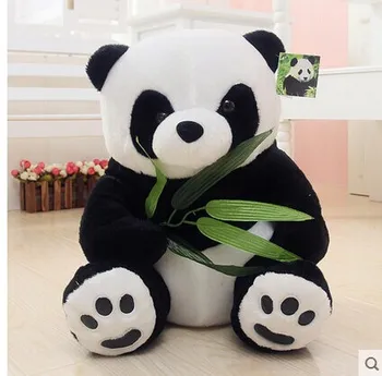 Didelis 40 cm sėdi Panda su bambuko pliušinis žaislas Kalėdų dovana w0704