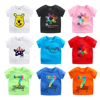 Kūdikių Vaikai vatos Pagaliukai 2021 M. Vasaros Mados Unisex Vienaragis T-shirt Vaikams Berniukams trumpomis Rankovėmis, Baltos spalvos Tees Mergaičių Drabužius 2-6Y