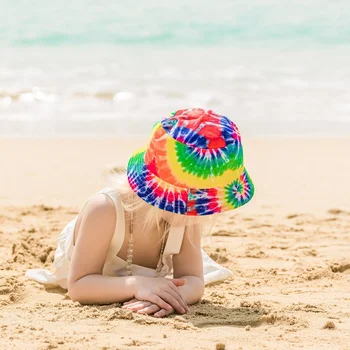 Vasaros Vaikų tie dažai Žvejys Skrybėlę Baby Beach Sun Skrybėlę Lauko Kelionės Žvejybos Hat Kvėpuojantis Spausdinimo Vaikų Saulės Skrybėlę