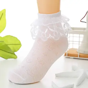 Vaikiškos kojinės vasaros plono tinklelio nėriniai trumpas kojines kvėpuojantis princesė kūdikių kietas grindų kojinių vasarą nešioti