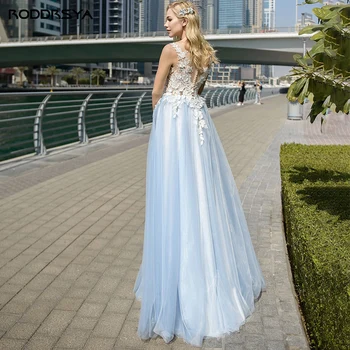 RODDRSYA Vestuvių Suknelės 2022 Moterų Mėlyna Appliques Nėrinių vestido noiva boho Mygtuką Atgal Užsakymą Linijos Vestuvinės Suknelės