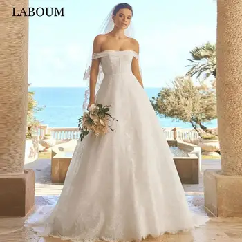 LaBoum Nuo Peties Vestuvių Suknelės Moterims, Elegantiška Linija, Nėriniai Nuotakos Suknelė Vestido De Casamento 2023 Backless Teismas Traukinys