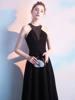 Prom-Chalatai sequinEvening-Suknelė Crystal-Line Šalies Realaus Vaizdo Elegantiškas Ilgas Nauja Liemenė