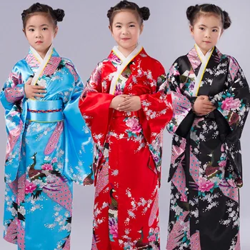 Vaikai Mergaitės Japonų Tradicinė Suknelė Spausdinti Kimono Rytų Ao Dai Yukata Rūbeliai Kawaii Vaikų Haori Harajuku Cosplay Kostiumai