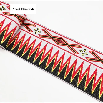 2yard Hmong Siuvinėjimo Elastiniai Juostos Etninės Mongolų Nėrinių Apdaila 10cm Namų Tekstilės Suknelė Apykaklės Tibeto Juostelės Tailando Boho Priedų