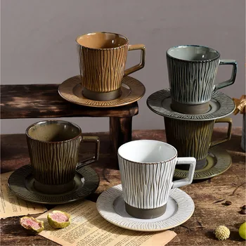 Nauja Japonų Stiliaus Keramikos Kavos Puodelis ir Lėkštelė Nustatyti Ins Medžio Modelio Puodelis Pora Home Office Popietę Arbatos Puodelis Kavos Puodelio