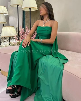 Apvalkalas Green Satino Ilgai Prom Dresses Stebėjimo Grindų Ilgis Saudo Arabijos Moterys Vakare Šalis Suknelė