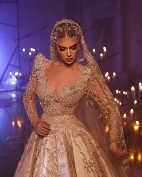 2023 Naujos Vestuvinės Suknelės ilgomis Rankovėmis Nėrinių Vintage Drabužius de Mariage Arabijos Nuotakos Suknelė Svajonė vestido de novia