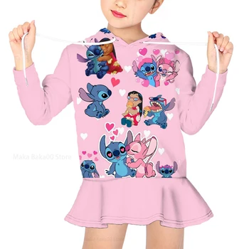 2022 Naujas Disney Rudens ir Žiemos Merginos Megztinis Mezgimo Spausdinti Hoodie Džemperis-Suknelė Atsitiktinis Animacinių filmų Mielas Mergaičių Drabužiai