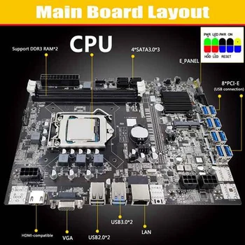 B75 BTC Kasybos Plokštė LGA1155 8XPCIE USB3.0 G1610 CPU+SATA Kabelis+Šilumos Mygtukai+Vėsinimo Ventiliatorius+DDR3 4GB 1 600mhz RAM Miner