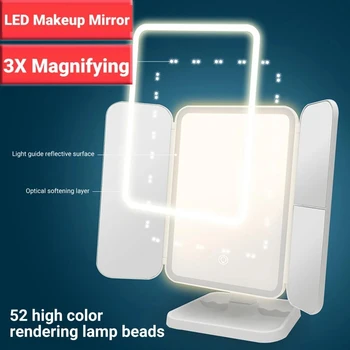 LED Makiažo Veidrodis su Šviesos 2X3X Didinamąjį Tuštybės Veidrodis su Apšvietimu Reguliuojamas Šviesos Kosmetikos Veidrodėliai Kelionės
