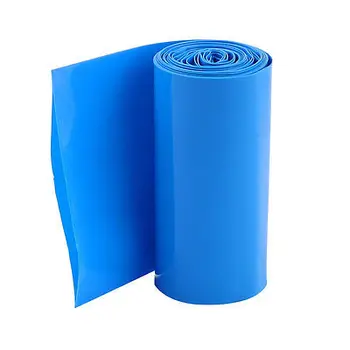 2Meters 70mm Pločio PVC Šilumos Susitraukiančių Wrap Vamzdis, Mėlynos, 4 x 18650 Baterija