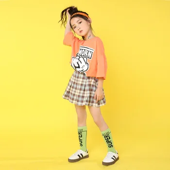 Vaikams Šokių Drabužiai, Šokių Hip-Hop Kostiumai Mergaitėms Marškinėliai Džiazo Šokių Sijonas Konkurencijos Kostiumai Šalis Šou Scenoje Dėvėti