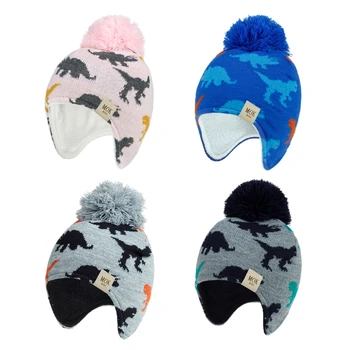 Nėrimo Dinozaurų Skrybėlės Lankelis Moterų Žiemos Megztos Kepurės Šiltos Kepurės Mergaitėms, Kūdikiams Skrybėlę Žiemos Megztos Kepurės