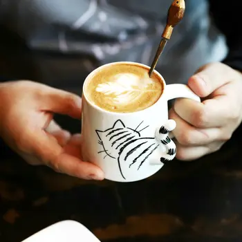 Porceliano uodega puodelis puodelis katė puodeliai šuns, triušio uodega kavos puodelis
