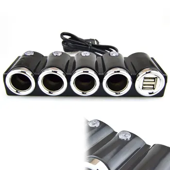 Karšto pardavimo 4in1 Automobilio Cigarečių Degiklio Splitter kištukinis Adapteris, Įkroviklio Lizdas DC (12V/24V Doul USB Multi Lizdas Maitinimo Įkroviklis Adapteris
