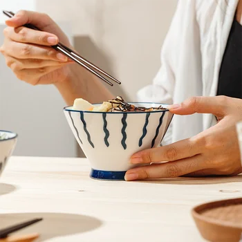 INS Kūrybos Japonų Keramikos Salotų Dubenį Vaikų greitai paruošiamų Makaronų Dubenį Lietaus-Skrybėlių Formos indo Porceliano Buities Stalo