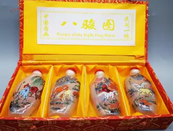 Kinijos Spalvos glazūra aštuoni arkliai Uosti buteliai amatų statula rinkinys