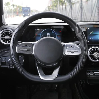 Naujas 2 Puselės Automobilio Vairo Padengti 38cm 15inch suodžių, Silikono Pluošto Vairo Stiprintuvas Padengti Anti-slydimo Priedai