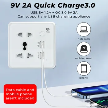 Tuya WiFi Protingo Namo Sienos Touch Lizdas USB Greito Įkrovimo JAV, ES, UK 10A Plug APP Laiko Valdymas Balsu Dirbti Su Alexa 
