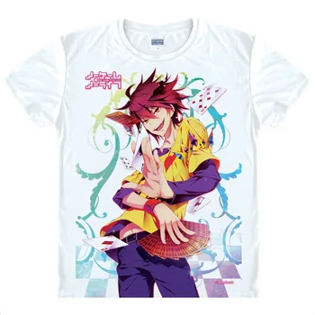 Ne Žaidimas, Ne Gyvybės Atspausdintas T-shirt Sora Shiro Anime Cosplay Tshirts Viršūnes Mens Funncy Tees Vasaros Atsitiktinis Streetwear