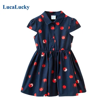 LucaLucky Naujas 2021 Vaikų Vasaros Medvilnės Suknelės Vaikams Spausdinti Kelio Ilgis Palaidinės Suknelė Paauglių Mergaičių Žiedlapis Rankovėmis Suknelė Drabužių