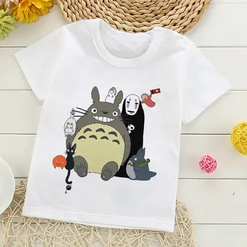 Mielas Mano Kaimynas Totoro Animacinių Filmų Print T Shirt Vaikų Mergaičių Japonų Anime Vaikams Drabužių Studio Ghibli Marškinėlius Vaikai Viršūnes Tee