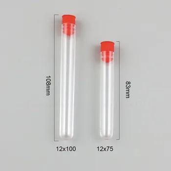 Daugkartiniai skaidraus plastiko vamzdžių 10ml Tuščias Mažas plastiko Vamzdelį Formos su Mėlyna Raudona Kamštis Skersmuo 12mm 200pcs
