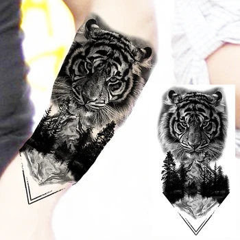 Black Lion Laikinos Tatuiruotės Realus Vilkas Vampyras Tigras Miško Netikrą Tatuiruotę Lipdukas Dilbio Vandens Perdavimo Tatoos Moterims, Vyrams