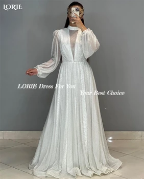 LORIE Elegantiškas Dot-Line Oficialų Prom Dresses Aukšto Kaklo Sluoksniuotos Rankovėmis Princesė Vakaro Suknelės Saudo Arabija Nuotakos Šalis, Chalatai 2022